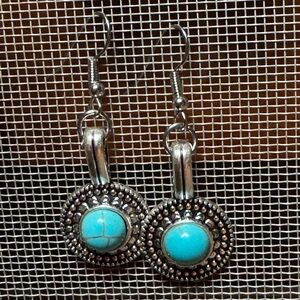 Turquoise and Silver Dangle Earrings